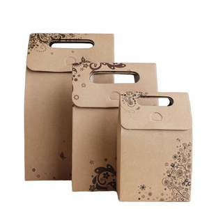 Sacs en papier kraft pour fête de mariage avec poignées découpées, brun, laminé, prêt pour les cadeaux de Noël - Product Image 2