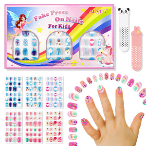 Aliver 144Pcs 6 Pack Presse sur les Ongles pour Enfants Enfants Acrylique Faux Ongles Arc-En-Bonbons Collection Éléments Ongles - Product Image 1