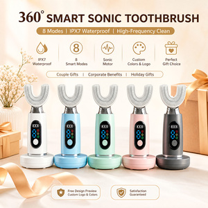 <span class=keywords><strong>Brosse</strong></span> à dents électrique sonique automatique intelligente en forme de U pour adultes 360 °   Brosses en nylon douces et propres, 8 modes, charge sans fil, personnalisable - Product Image 2