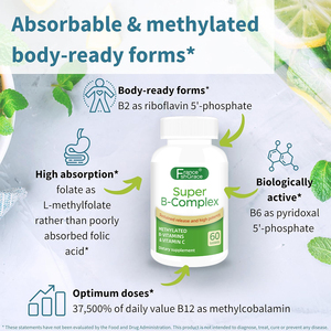 Fabricante de Suplementos Nutracéuticos Super B-Complex con Vitaminas que Apoyan la Función Inmunológica para Adultos, 60 Tabletas de B-Complex - Product Image 2