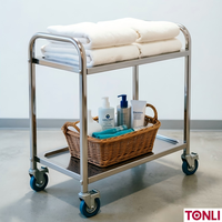 Chariot de service commercial à 2/3 niveaux en acier inoxydable, chariot de restauration utilitaire avec roues pour restaurant, hôtel, hôpital, cuisine