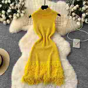 Vestido Midi de Punto Delgado Estilo Y2K para Mujer, Vestido de Encaje sin Mangas con Corte Imperio - Product Image 4