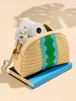 Sac de voyage à rayures ondulées, fermeture éclair, trousse de toilette, sac de beauté, sac de soin de la peau, sac portable en PVC, emballage personnalisé pour appareil photo
