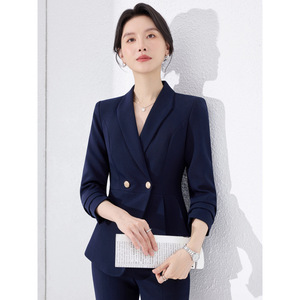 Women's Professional Suit Set Three Quarter Sleeve Anti-Wrinkle Wool Blend Office Lady Workwear Interview Business Attire - Product Image 3