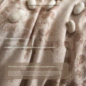 Juego de Ropa de Cama de Lino de Alta Gama Clase A, con Volantes, Jacquard, Transpirable y Antibacteriano, 4 Piezas - Product Image 6