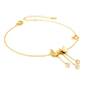 Pulseras de Tobillo de Verano para Mujer, Libres de Manchas, con Borla de Mariposa Escarchada, Circonita, Chapado en Oro de 18k - Product Image 4