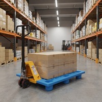 Palette Euro en plastique HDPE à face unique 4 voies pour rayonnages d'usine, palette industrielle robuste à neuf pieds pour stockage de produits chimiques