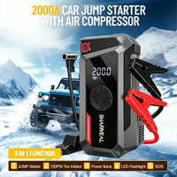 SHARMEAL Démarreur de Voiture Portable 12V 8000mAh avec Compresseur d'Air et Batterie Externe – Kit Portable