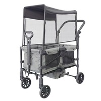 Poussette double avec options d'assise inclinable, poussette métallique quatre places pour enfants, se transformant en lit plat pour les sorties en plein air, adaptée aux deuxièmees bébés