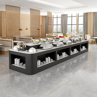 Buffet moderne minimaliste en bois pour hôtel, station de service, îlot de condiments pour hot pot, comptoir de restauration, station de récupération de repas, mobilier hôtelier
