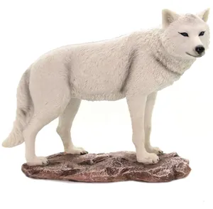 Resin lifelike snow Wolf animals decorate home decoration statues