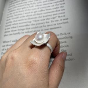 Bague en argent pur S925, design minimaliste de luxe léger, classique, avec une seule perle, pour femmes, bague tendance haut de gamme - Product Image 3