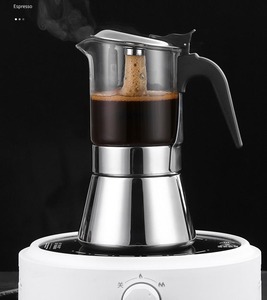 Machine à café expresso en verre de cristal, poêle commerciale, Pot à moka italien en acier inoxydable pour Induction, 120/240/360ML - Product Image 2