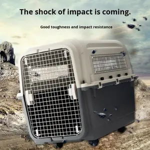 Cage de transport pour animaux de compagnie, grande cage de luxe pour <span class=keywords><strong>chien</strong></span>, cage à roulettes pour <span class=keywords><strong>chien</strong></span> et chat, transporteur de nouilles plates approuvé par les compagnies aériennes, en plastique solide pour animaux de compagnie - Product Image 3