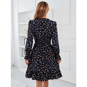 Abito Elegante da Donna su Misura, Produzione Diretta, Scollo a V, Stampa Floreale, <span class=keywords><strong>Manica</strong></span> <span class=keywords><strong>Lunga</strong></span>, Traspirante, per Feste e Casual - Product Image 6