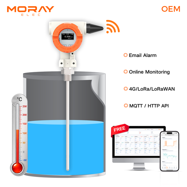 Moray ME6001T Customize 4G LoRaWAN Digital Remote Monitoring Data Diesel Water Level Sensor Wireless Temperature Sensor