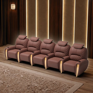 أريكة سينما منزلية فاخرة بتصميم إيطالي مع أرجل ذهبية من الفولاذ المقاوم للصدأ، 5 مقاعد، أثاث للمسرح المنزلي، مقاعد استرخاء ذكية للفيلات - Product Image 1