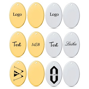 Breloques ovales en acier inoxydable gravées sur mesure avec texte et logo, pendentifs personnalisés pour la fabrication de bijoux et bracelets DIY - Product Image 1