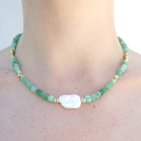 Delicado Collar de Verano con Cuentas de Ágata Multicolor y Perlas Barrocas, Collar Hecho a Mano para Mujeres y Hombres