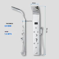 Colonne de douche multifonctionnelle en acier inoxydable, panneau mural, robinets thermostatiques, pomme de douche carrée à effet pluie, vente en gros