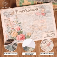 JAI IMAN 30 feuilles personnalisées (motifs non répétitifs) format A5, papier décoratif floral pour scrapbooking
