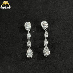Boucles d'oreilles de fiançailles en diamant de laboratoire pour femmes Goldleaf, argent sterling 925, coupe poire IGI, tendance - Product Image 3