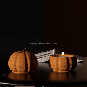 ขวดโหลใส่เทียนทรงสูงลายฟักทองฮาโลวีนสำหรับตกแต่งบ้านภาชนะใส่เทียนรูปทรงค้างคาวนูนหรูหราสำหรับตกแต่งบ้าน - Product Image 2