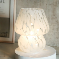 Lampe de table en verre pour la décoration de la maison, prise USB US EU, lampe en forme de champignon pour la table de chevet ou le restaurant