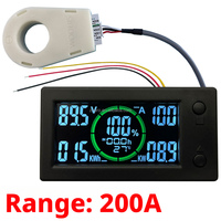 ZOPRO 50A-400A BT DC 0~300V Indicateur de niveau de batterie Moniteur Testeur de Coulomb Hall Voltmètre numérique Ampèremètre Capacité Puissance AH