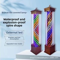 Enseigne LED vintage rotative sur pied en acier inoxydable pour salon de coiffure et barbier, étanche et anti-explosion, mini-luminaire