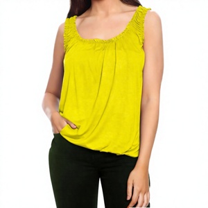 Camisetas sin mangas de diseño personalizado para mujer, talla grande, 100% algodón, ecológicas, de secado rápido, transpirables, con estampado liso, estilo dulce en la parte delantera, cuello redondo - Product Image 2