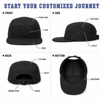 Casquette de camping 5 panneaux personnalisée avec logo brodé, patch bicolore, visière plate en velours côtelé rétro, style streetwear hip-hop, pour l'extérieur, vente en gros