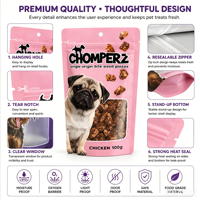 Sachets Doypack personnalisés en plastique imprimé avec fenêtre transparente mate pour l'emballage d'aliments lyophilisés pour chats et chiens
