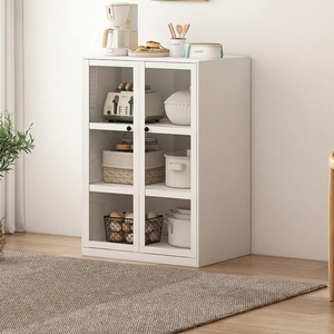 Meuble de rangement de cuisine style nordique, buffet blanc mat de 1200 mm de large avec porte vitrée, 1200x350x880mm - Product Image 4