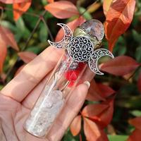 Bouteille d'énergie en pierre brute de cristal naturel, Bouteille à vœux avec éclats de cristal, Ornement de bouteille à message pour décoration de sorcière d'Halloween