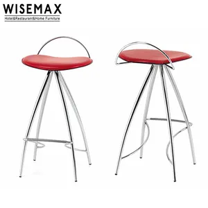 WISEMAX 가구 새로운 디자인 금속 식당 가죽 라운지 높은 바 의자 주방 바 의자 홈