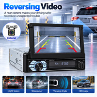 Lecteur multimédia de voiture rétractable 7 pouces 1 DIN, CarPlay filaire, Android Auto, MP5, radio FM, Bluetooth, caméra de recul