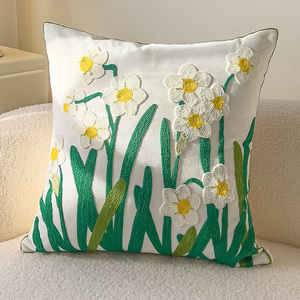 Funda De Almohada bordada con flores de verano 18x18 ''Juego de <span class=keywords><strong>fundas</strong></span> de cojín para exteriores - Product Image 6
