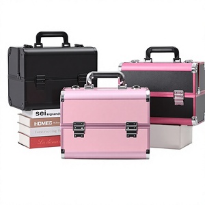 Professional Pink Aluminum Cosmetic Case With Lock for Professional Lash <b>Extension</b> Travel Case - Product Image 1