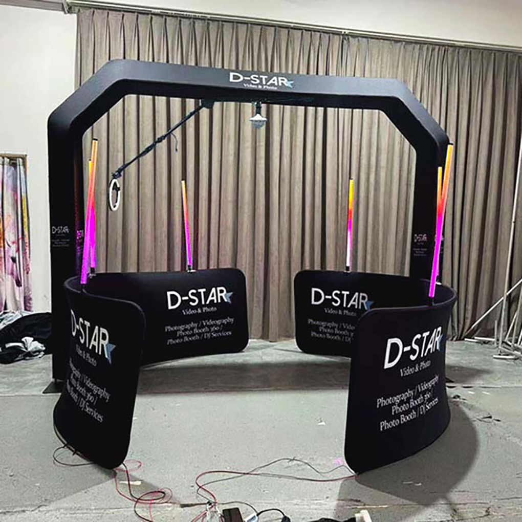 2025 New Technology Overhead 360 Photo Booth Parts With Led Fill Light Sky Top Spinner 360 Photo Booth Iphone App