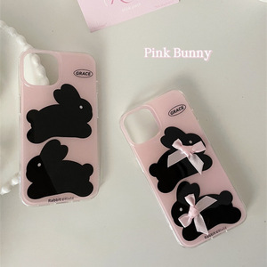 Funda para Teléfono con Lazo Rosa y Conejito, Doble Capa Antigolpes para iPhone 16 Pro Max 15 14 13 12, Estética Dulce para Chicas - Product Image 4