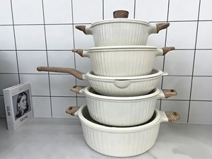 UAKEEN Lot de 10 ustensiles de cuisson antiadhésifs : Casseroles 2.7L, 4.6L, 7L, 10L et Poêle à frire profonde 4.2L, design côtelé, ensemble de casseroles et poêles de cuisine <span class=keywords><strong>en</strong></span> <span class=keywords><strong>gros</strong></span> - Product Image 3