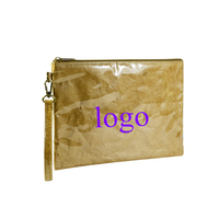 Sac à documents en papier Tyvek DuPont imperméable personnalisable, pochette cosmétique portable, housse en PVC transparente, fermeture à glissière, logo