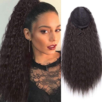 2022 mode coloré femmes longue Yaki droite queue de cheval Extension de cheveux enrouler autour de Clip en Fiber synthétique cheveux pour les femmes