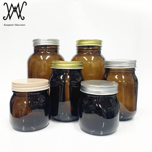 8Oz 16Oz 32Oz Thường Xuyên Miệng Rộng Amber Màu Glass <span class=keywords><strong>Mason</strong></span> Lọ Với Kim Loại Vít Nắp Cho Thực Phẩm Lưu Trữ Lightproof - Product Image 6