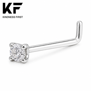 <span class=keywords><strong>Piercing</strong></span> al <span class=keywords><strong>Naso</strong></span> a L in <span class=keywords><strong>Argento</strong></span> <span class=keywords><strong>925</strong></span> con Moissanite Bianca Micro Pavé, Ipoallergenico, Colore D VVS1, Gioiello Scintillante - Product Image 1