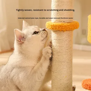 Structure d'escalade pour chat en sisal, design moderne et luxueux, style citrouille, avec plateforme de saut, griffoir et jouet interactif - Product Image 3