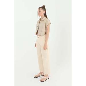 กางเกงขายาวมีกระเป๋าเอวสูงสำหรับผู้หญิง ยี่ห้อโซล - สีสโตน รุ่น 31710PNT ทรงลำลองใส่สบาย - Product Image 2