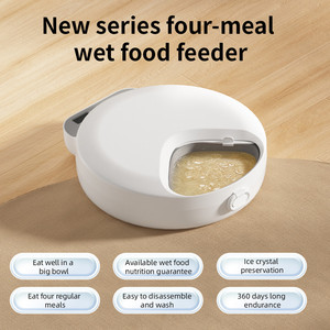 Hẹn giờ 4 bữa ăn tự động mèo trung chuyển vật nuôi ướt & khô thực phẩm Dispenser vật nuôi thực phẩm tươi trung chuyển với 2 túi nước đá - Product Image 6