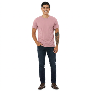 T-shirt d'été personnalisé pour homme, 50 % polyester 25 % coton, motif uni, impression numérique, anti-boulochage, manches courtes, coupe classique, haute qualité - Product Image 1